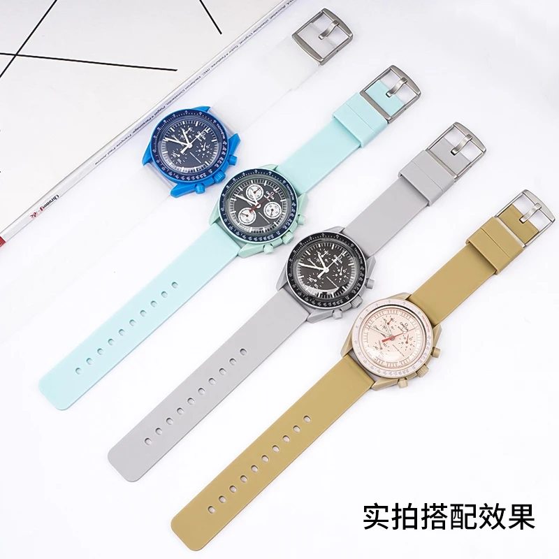 Bands for Moonwatch silicone Watch Strap 20mm Quick Release Smart Sport Watchband for Swatch Oemga Speedmaster Joint Bracelet