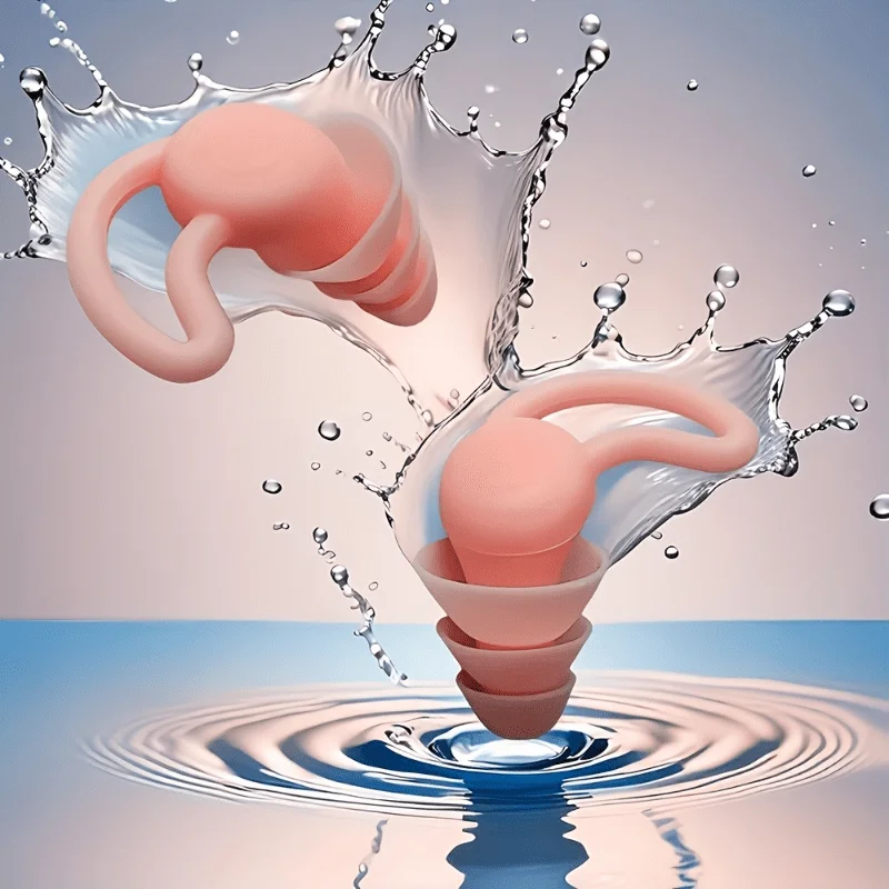 Reusable Soft Silicone Swim Earplugs with String Anti-lost Design Waterproof Ear Protection for Adults Water Sports PoolSwimming