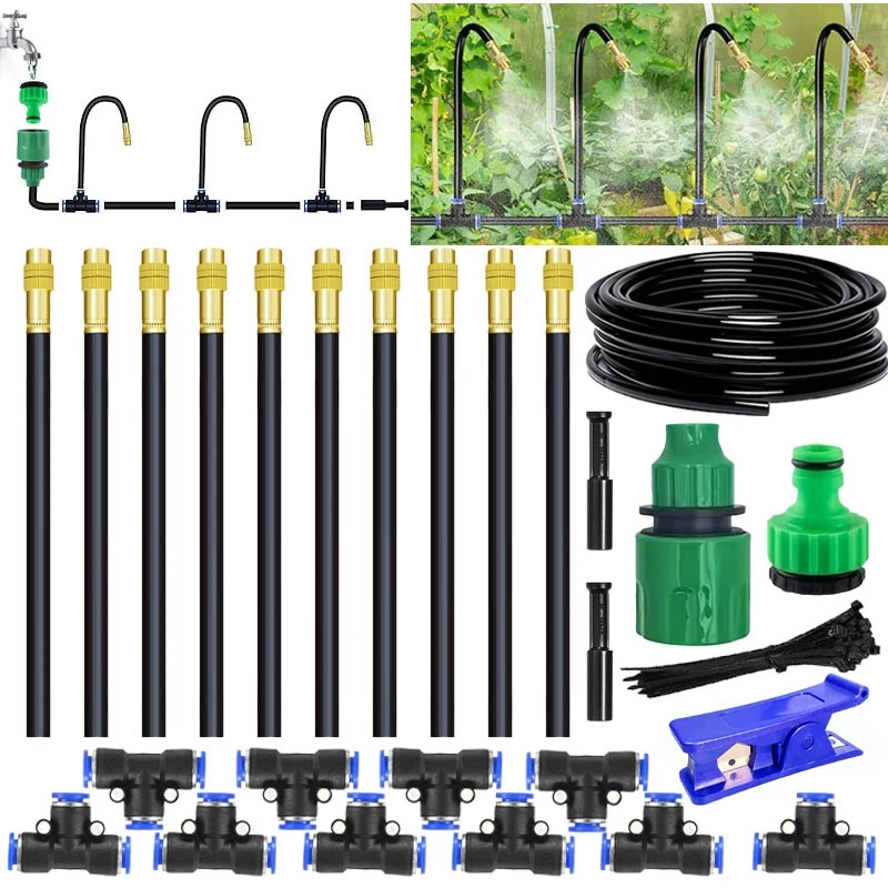 Kit d'irrigation goutte à goutte, goutteur flexible à 360 degrés, pour système de brumisation, buse en cuivre pour jardin, plantes, pelouse, patio