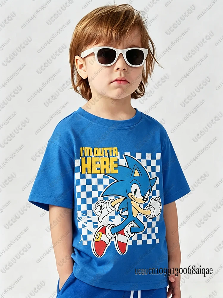 Cartoon Sonic Character Print T-Shirts für Kinder, lässige Rundhals-Street-T-Shirts, Sommer-T-Shirts für Erwachsene/Kinder, süße Tops, Sonic-T-Shirts – Detail 7