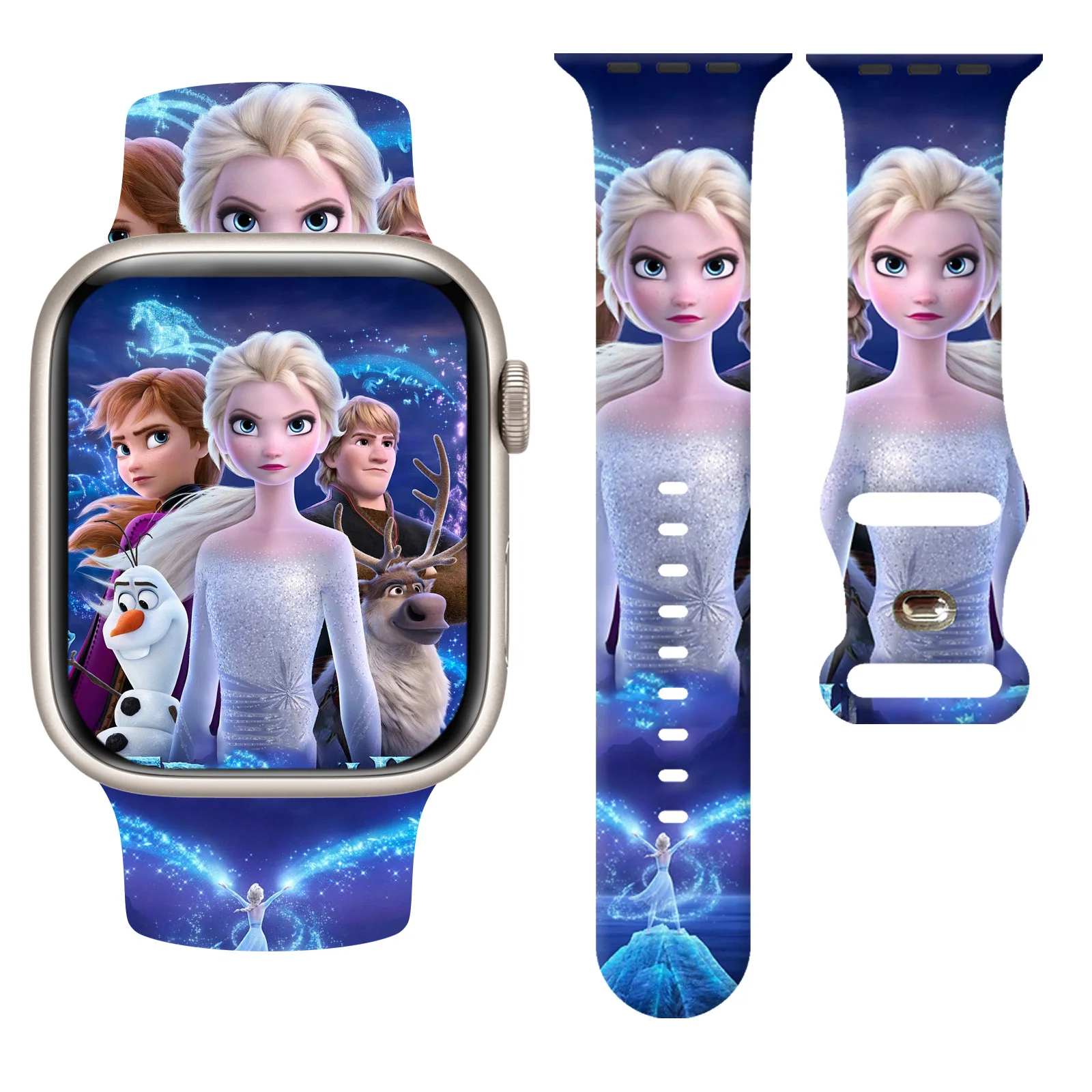 Disney Frozen Silicone Strap for Apple Watch 45mm 44mm 42mm 41mm Sport Band Replaceable Bracelet for iWatch 9 8 7 SE 6 Watchband