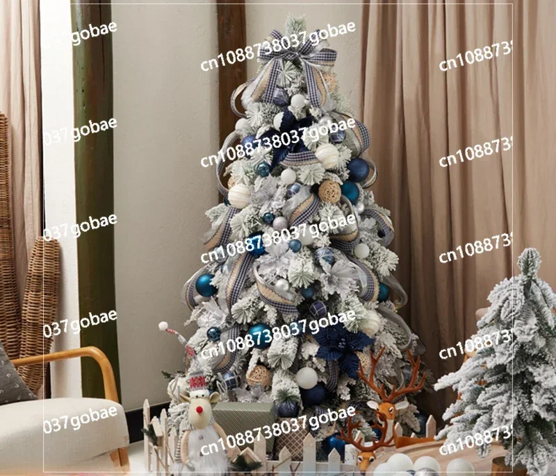 Christmas Tree Package Falling Snow Fleece Tree Ins Wind Blue and White Christmas Ornaments Home Window Ornaments