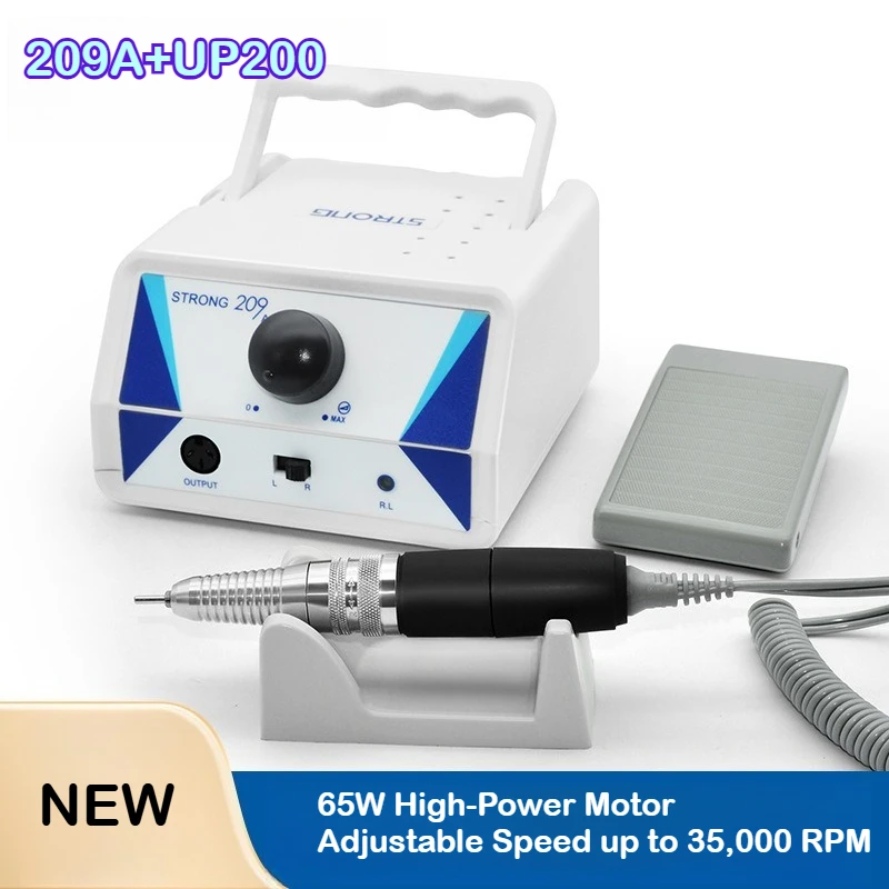 1SET NEW STRONG 209A Nail Drill System with UP200/105L Adjustable-Speed Handpiece 0-35,000 RPM For Nail Art & Jewelry Polishing