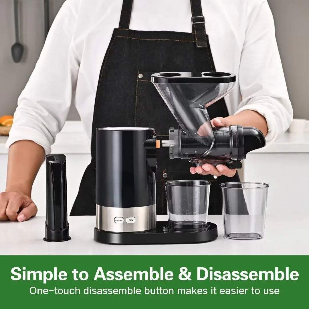 آلة عصارة بالضغط البارد للاستخدام اليومي ، فواكه وخضروات ي ، خدمة واحدة ، مضغ بطيء ، مدمج ، فعال