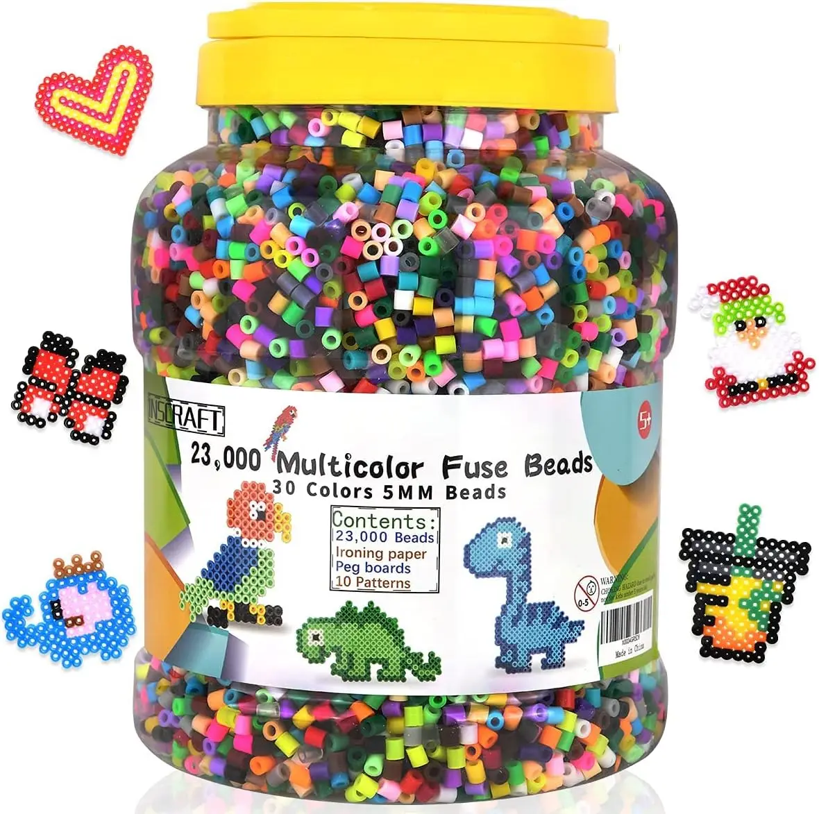 

23,000 pcs Fuse Beads Kit for Kids Crafts, 30 ColIron Beads Set with 3 Pegboards, 5 Ironing Paper, 10