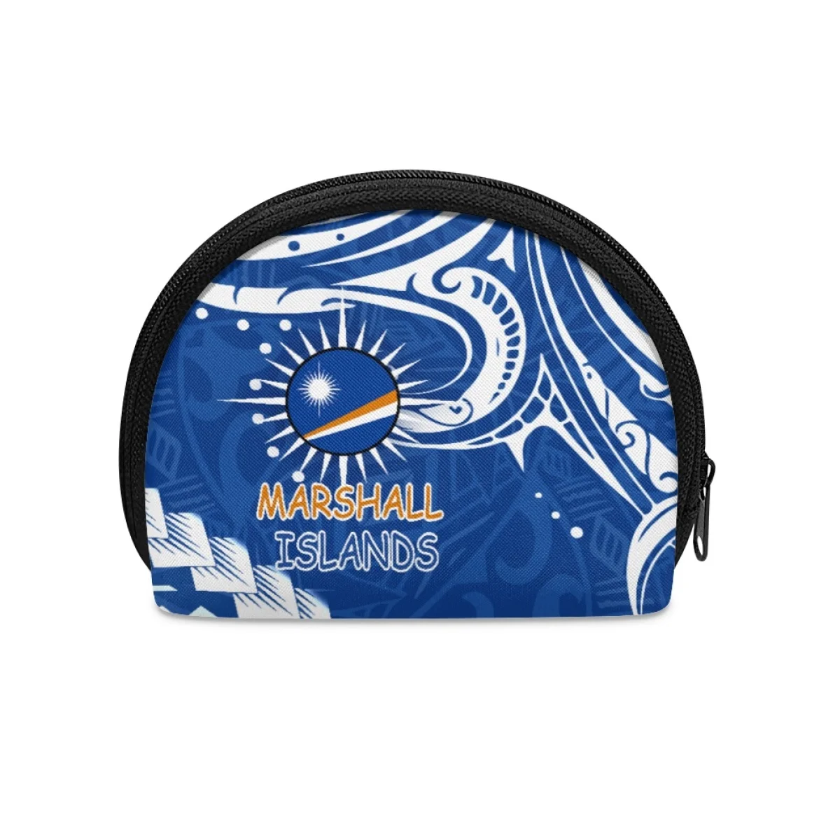 

Marshall Islands Design Polynesian Tribal Blue Print Coin Bags Custom Portable Coin Bag Mini Earphone Pouch Coin Storage Purses