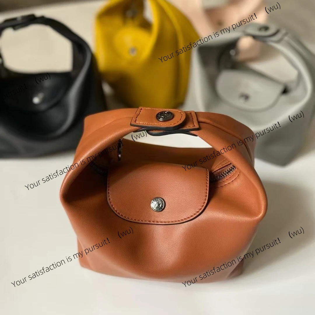 Full leather lunch box bag, hand bag, messenger bag, French shoulder bag with shoulder strap women's bag. view 3