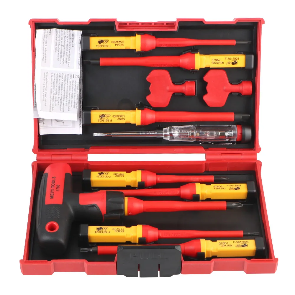 

With Phillips Slotted Torx Bits CR-V Magnetic Tip 1000V T-shaped Screwdriver kits Electronic Insulated