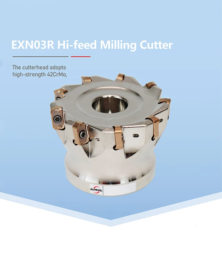 SUREWEL CNC Hi-FeedFräskopf EXN03R Bearbeitung von Stahl-Legierung 16 mm 22 mm 27 mm 32 mm 40 mm für LNMU0303 Hartmetall-Einsatz – Detail 2