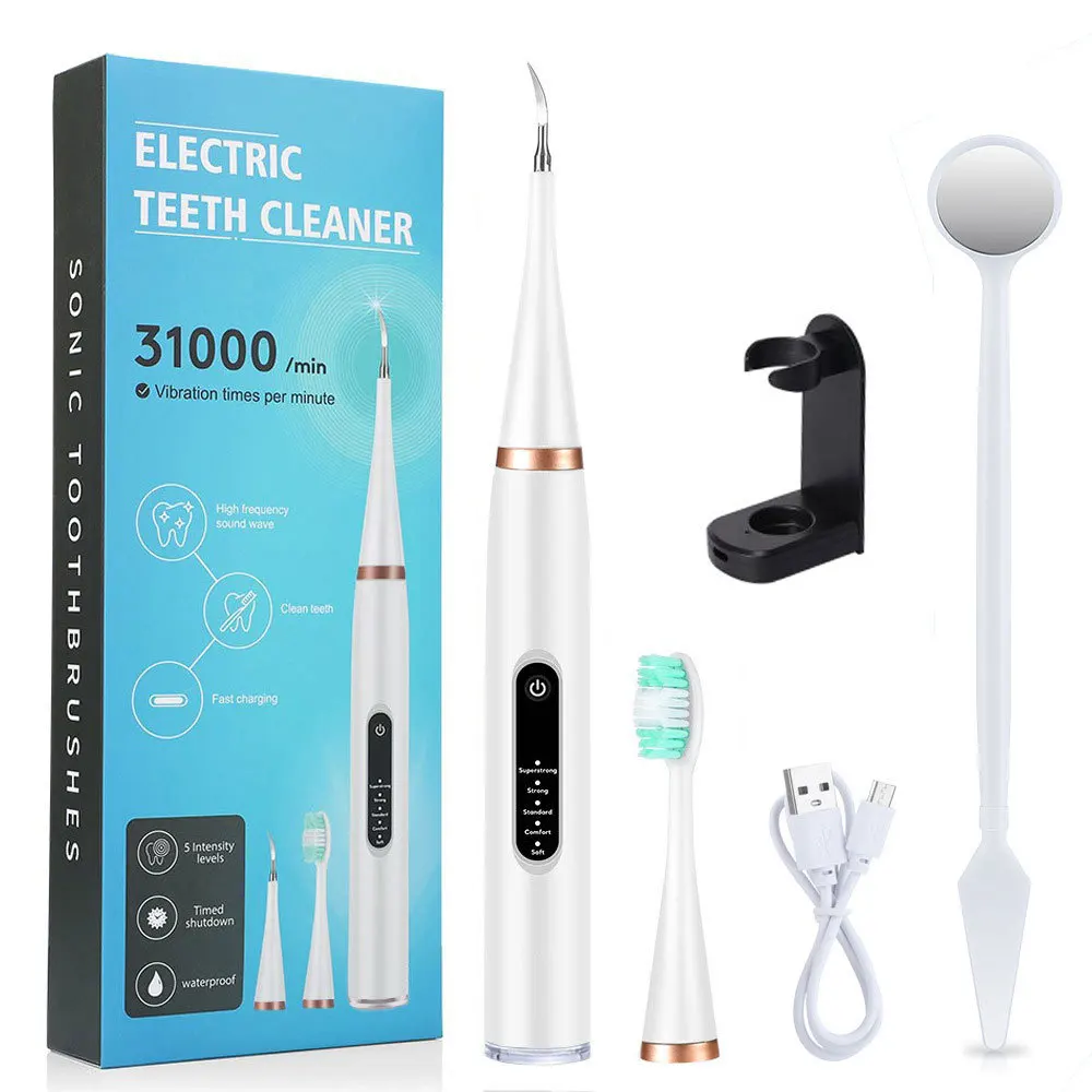 Electric Teeth Cleaner Sonic Toothbrush Dental Scaler Rechargeable Dental Calculus Stains Tartar Plaque Remover Teeth Whitening