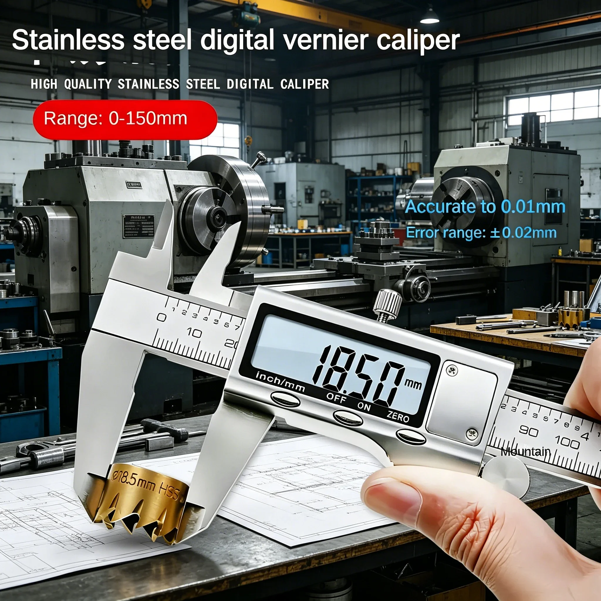 Industrial-Grade Digital Caliper | High-Precision Stainless Steel Electronic Vernier | Measuring Tool for Workshop & DIY