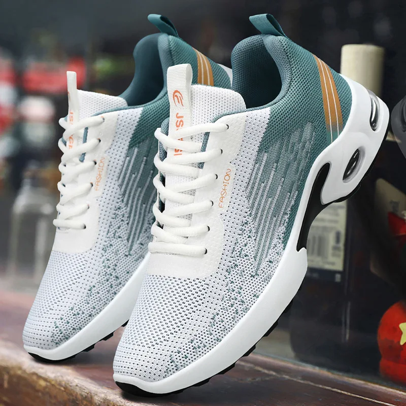 Zapatos de hombre, calzado informal para hombre, malla transpirable, calzado deportivo de moda con amortiguación de aire, suela blanda y bloques de color