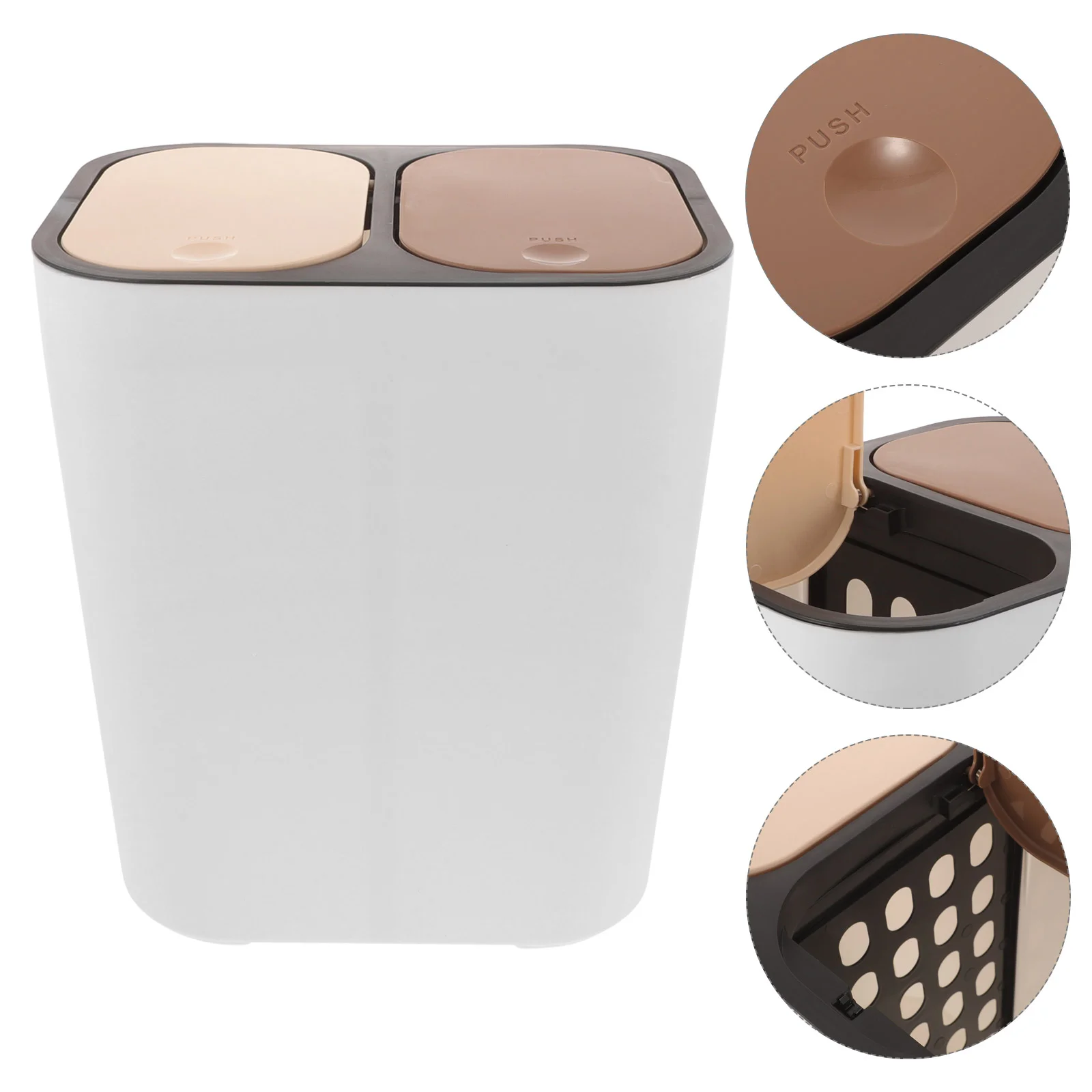 

Garbage Can Kitchen Trash Bucket Bin with Lid Wet and Dry Dual Plastic Barrel Office Trashcans