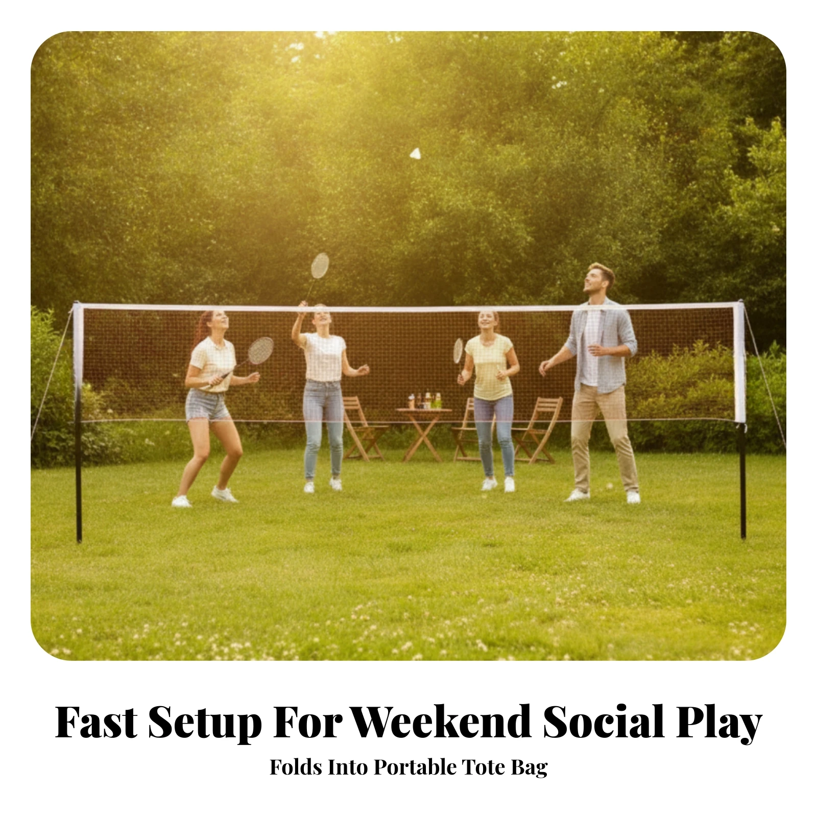 Badminton Net with Side Cords Lightweight Badminton Net Foldable Indoor for Backyard, School Court 5
