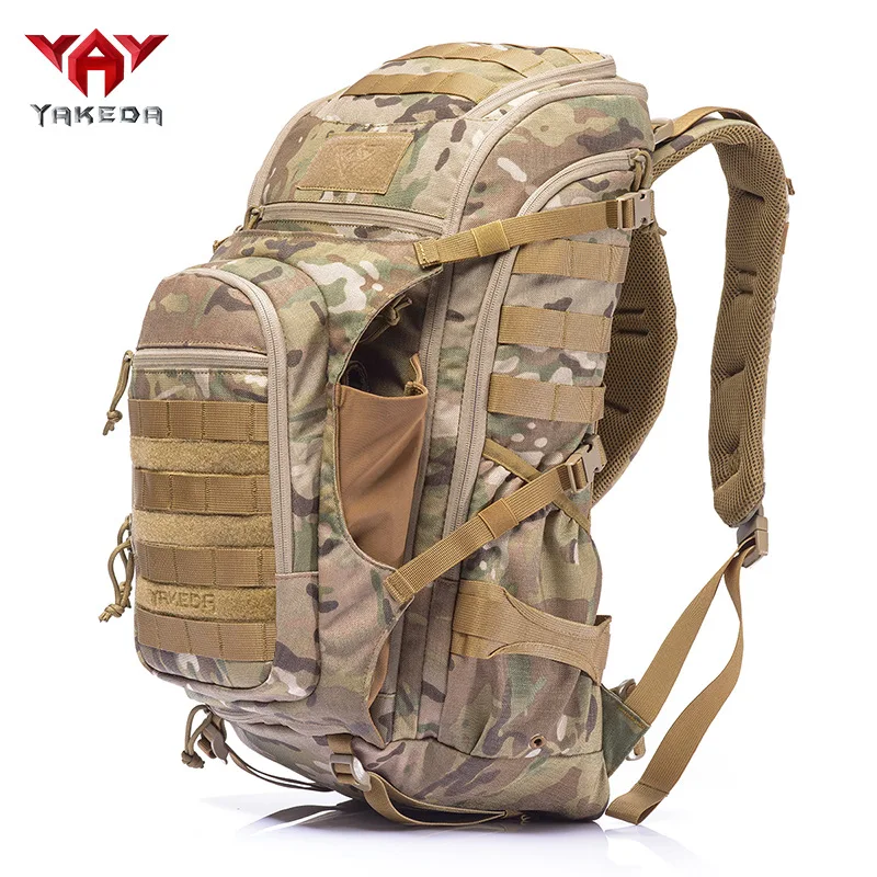 

Military StyleLLarge Capacity Tactical Backpack, All Terrain Camo Water Resistant Rucksack with System for Hiking, Bug Out Bag