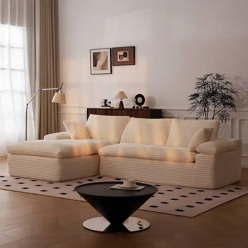 Modern Flannel Modular Sofa Cover for L Shaped Sectional Couch Luxury Boneless Cloud Style Slipcover Washable Furniture