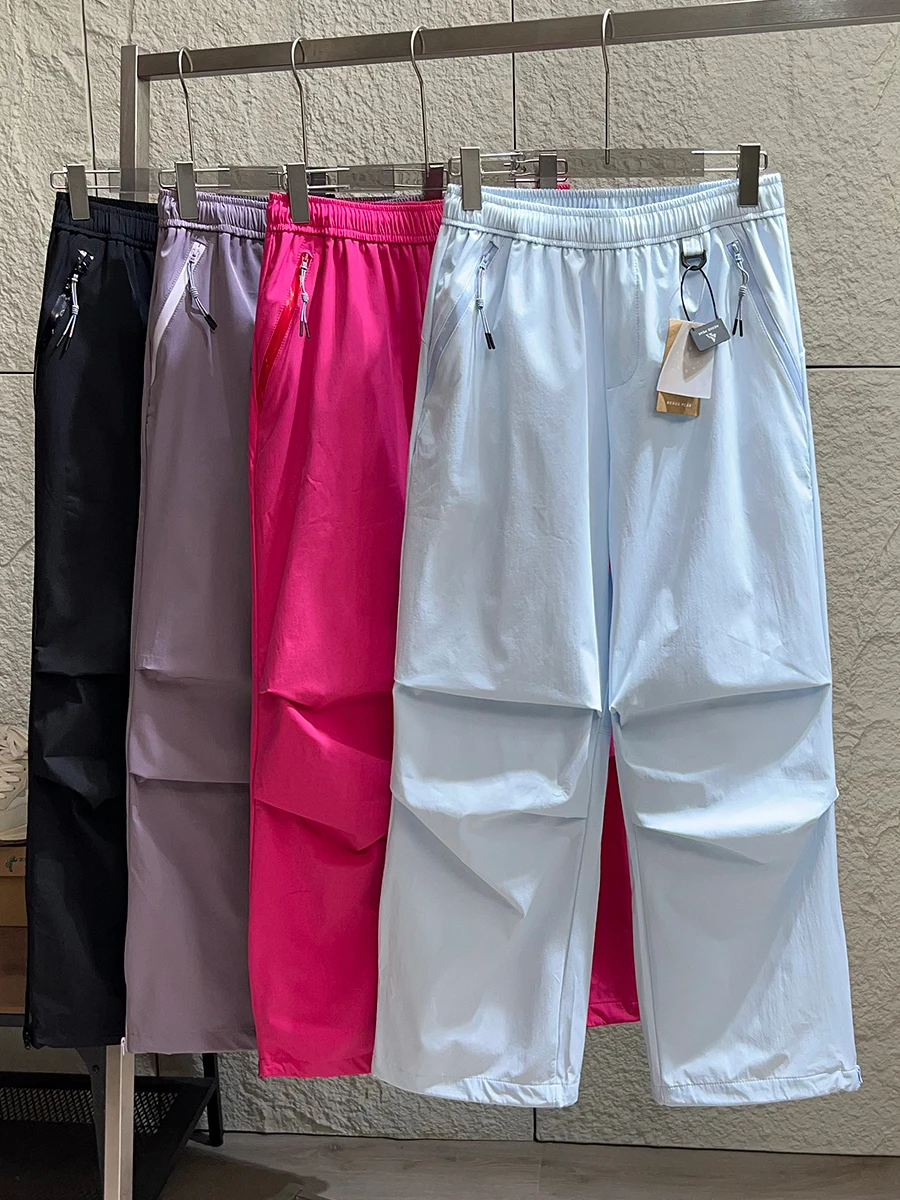 Outdoor Work Trousers Windproof Water Repellent Quick Dry Spring Summer Unisex Casual Pants High Waist Zipper Fly Straight Leg