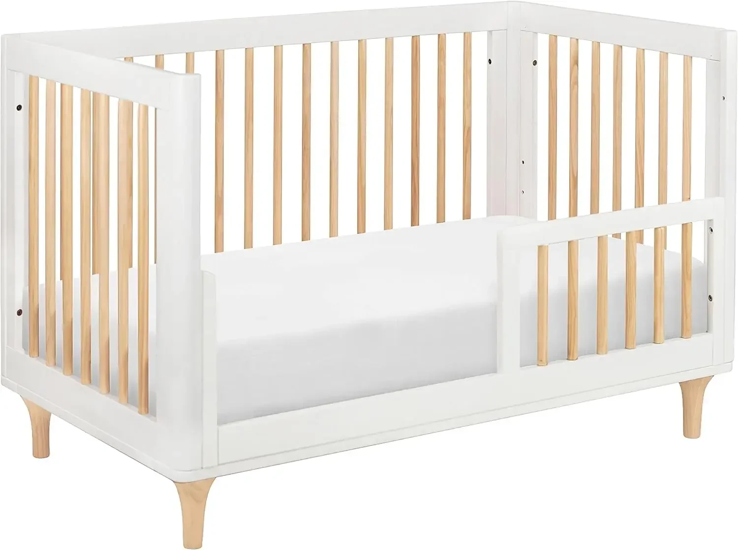 Lolly 3-in-1 Convertible Crib with Toddler Bed Conversion Kit in White and Natural, Greenguard Gold Certified