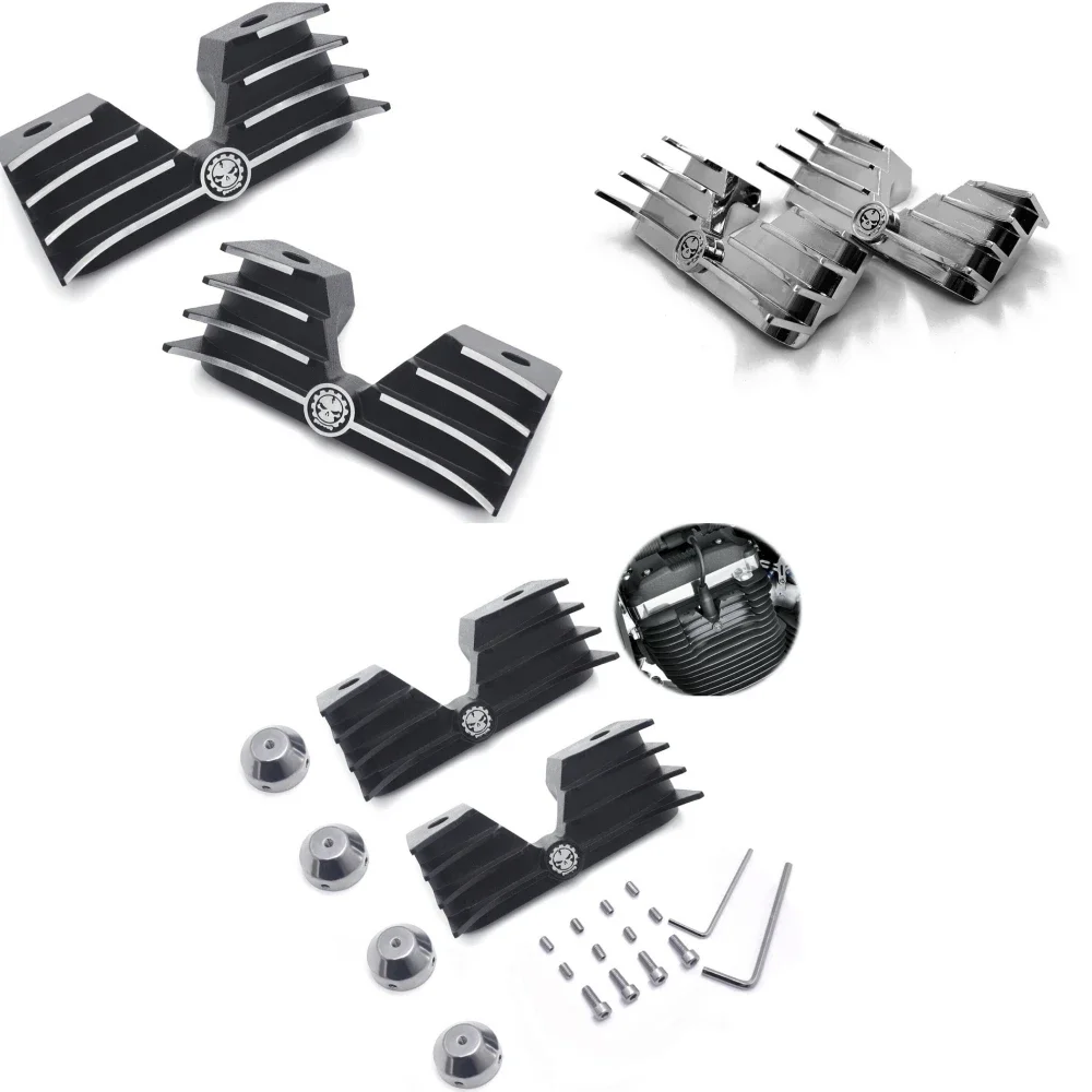 

Chrome/Black Finned Headbolt Bridge Spark Plug Head Bolt Cover For Harley Davidson 2004&up Sportster XL Aftermarket