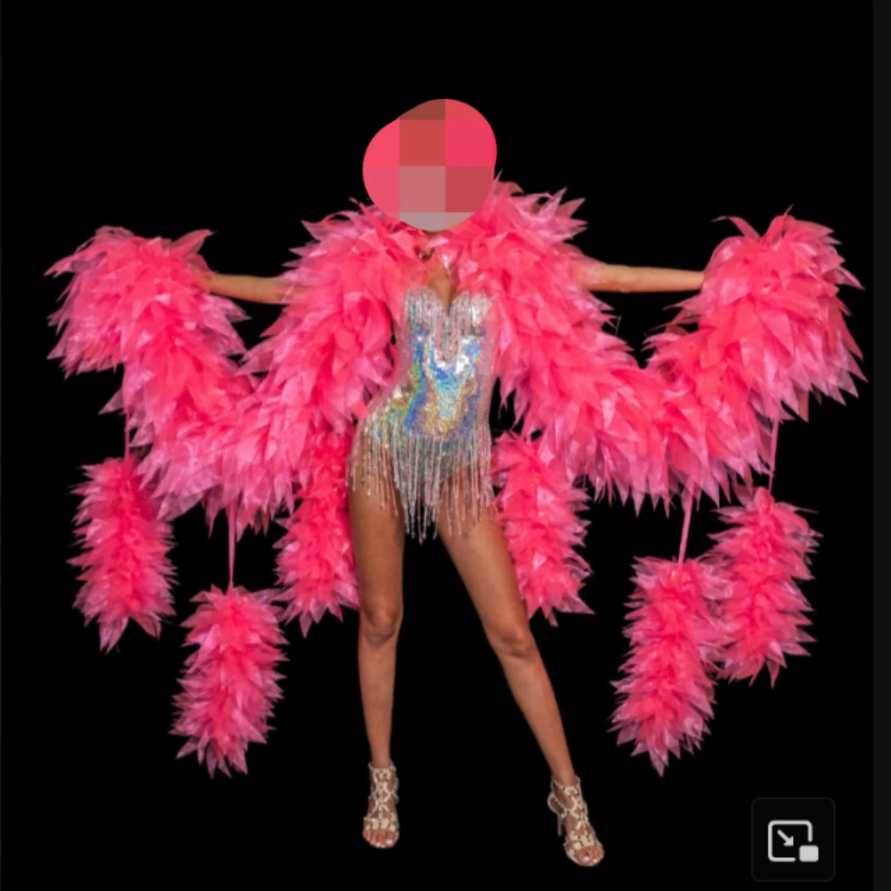 Pink Petal Burlesque Organza Boa with Mini Boa Tassels Cross Dressing Queen Stage Shawl Wedding Boa Custom Color