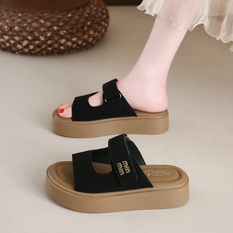 

CRLAYDK Slide Slip On Sandals for Women Platform Beach Straps Casual Summer Ladies Open Toe Dressy Vacation Walking Slippers