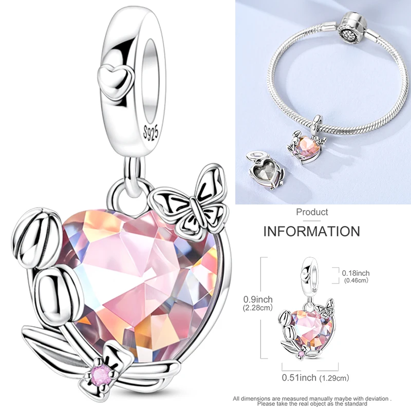 925 Sterling Silber Charm Herz Elefant Baum Reise-Perlenanhänger Passend für Europäische Armbänder DIY Damenschmuck Geschenk 2026 – Detail 17