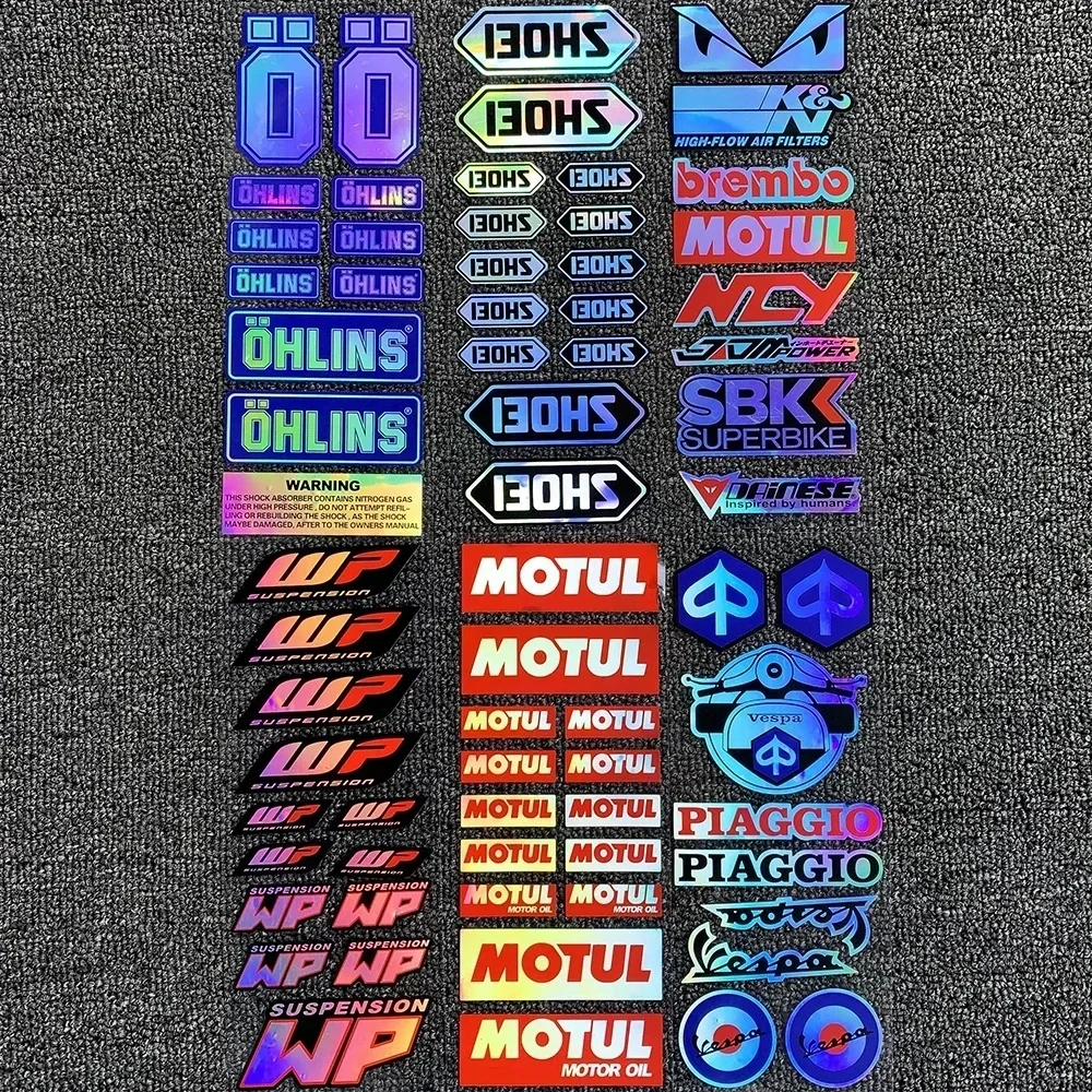 Colorful Laser Motorcycle Decorative Decals Racing Sponsor Logo Stickers Helmet Dirt Bike Body Modification Waterproof Sunproof 