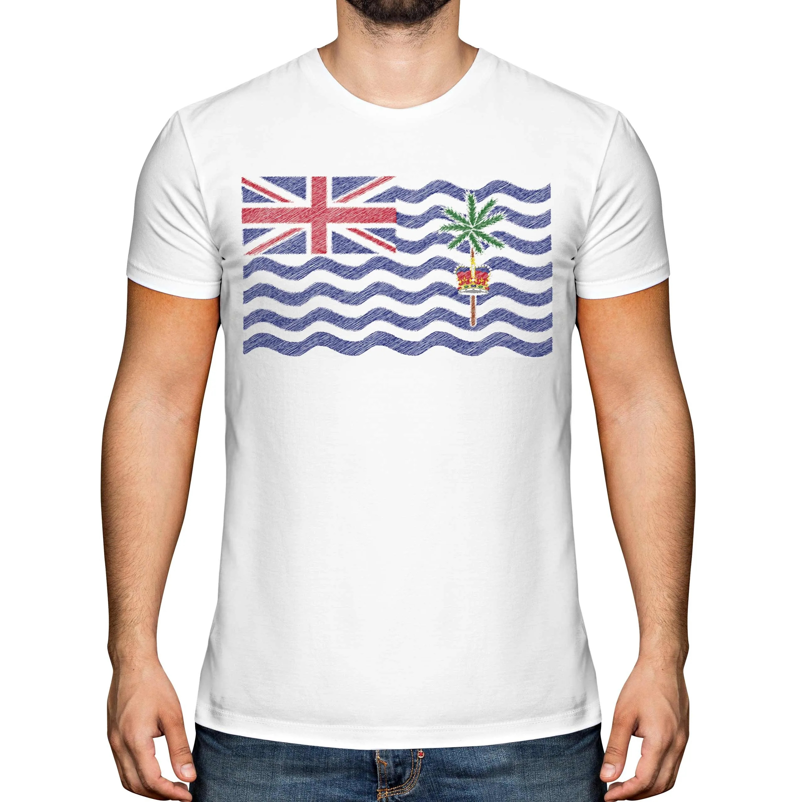 البريطانية الهند المحيط الإقليم تي شيرت رجالي قصير الأكمام القطن تيز المعتاد قميص الصيف الرياضة القمم Y2k تي شيرت الرجال الملابس