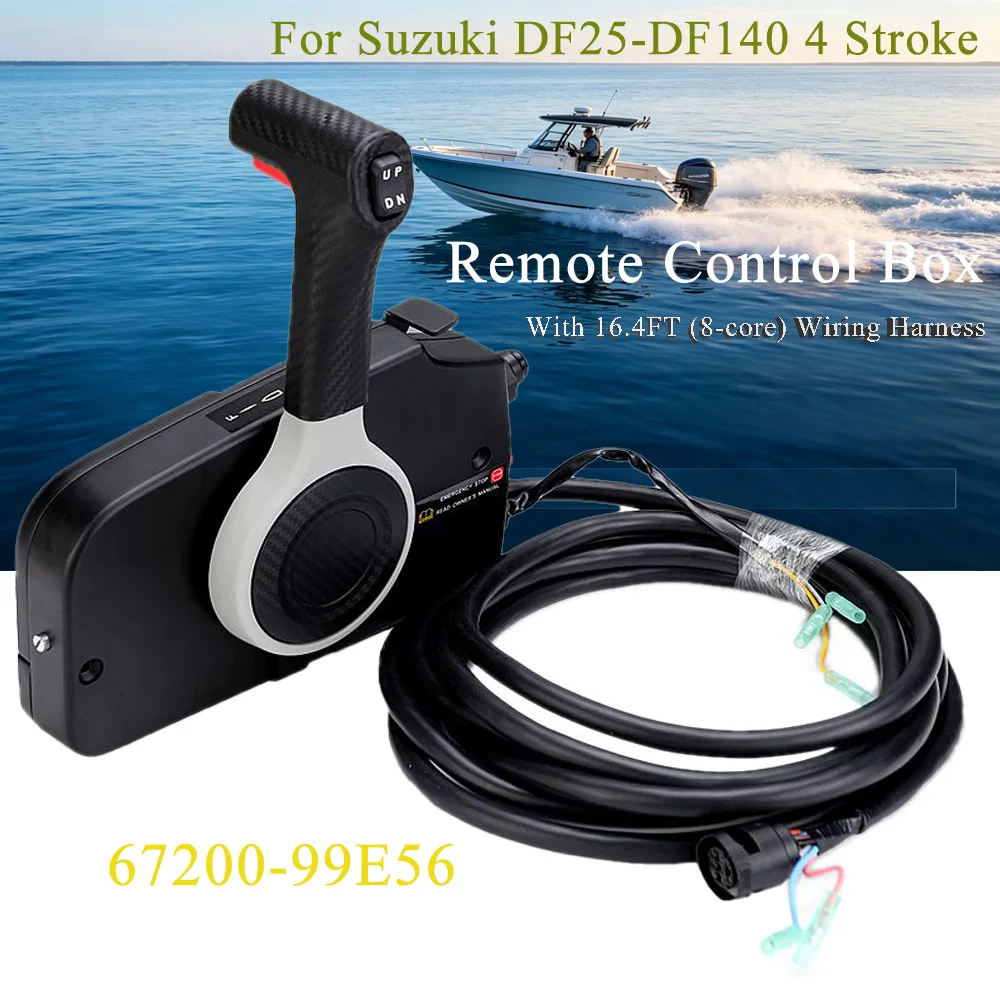 67200-99E56 For Suzuki DF25-DF140 4 Stroke High Quality Remote Control Box with 16.4FT (8-core) Wiring Harness Outboard Part