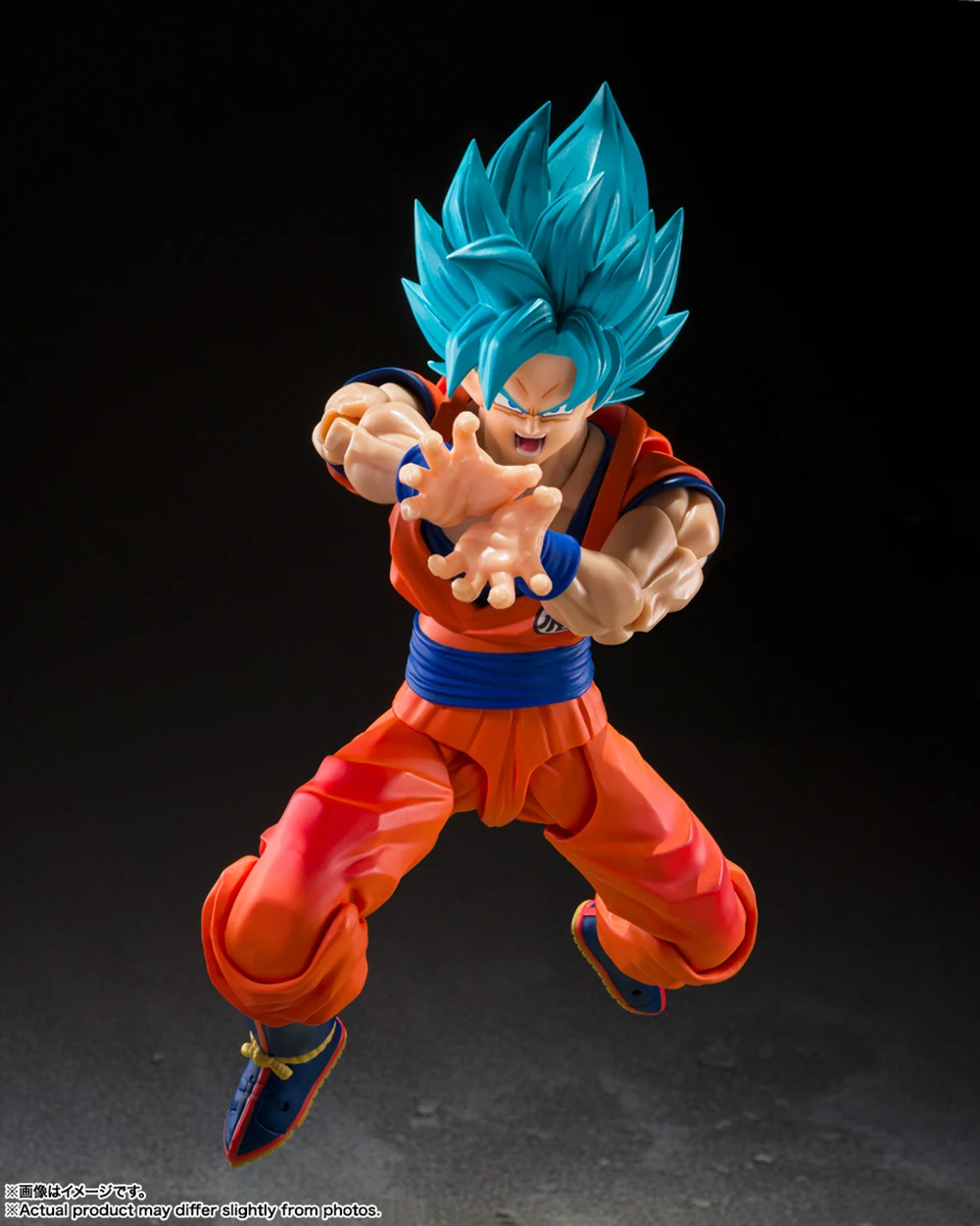 Official BANDAI S.H.Figuarts SSB Son Goku Transcending Blue Power Anime Action Figures With Original Box Connectable Model Gift - view 3