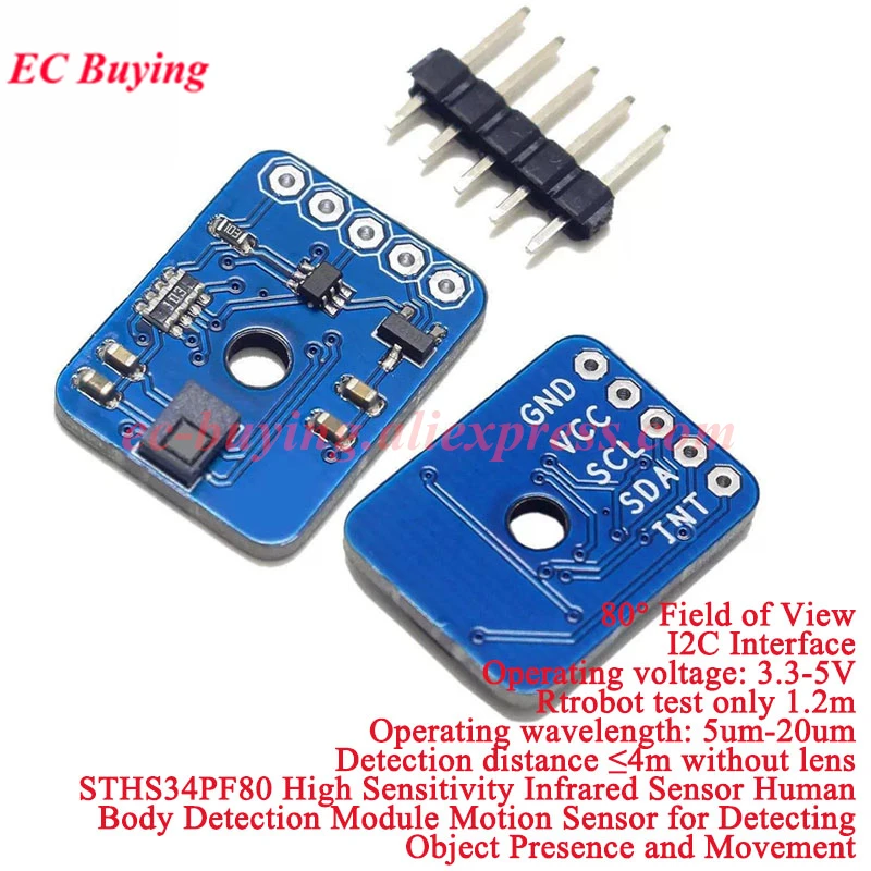 1Pc-10Pcs STHS34PF80 High Sensitivity IR Infrared Static Human Body Sensing in the Presence Motion Detection I2C IIC Interface