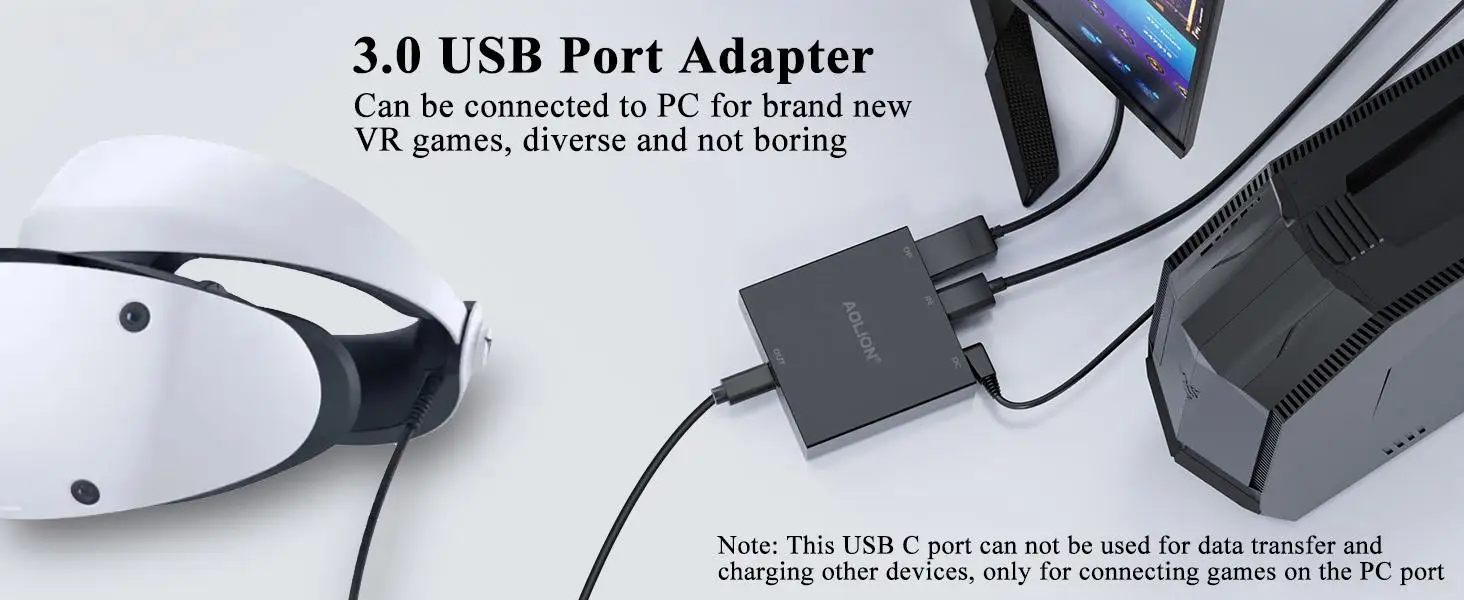 AOLION PS5 VR2 PC Converter Adapter Kit - Virtual Reality Gaming Adapter for PS5 to PC