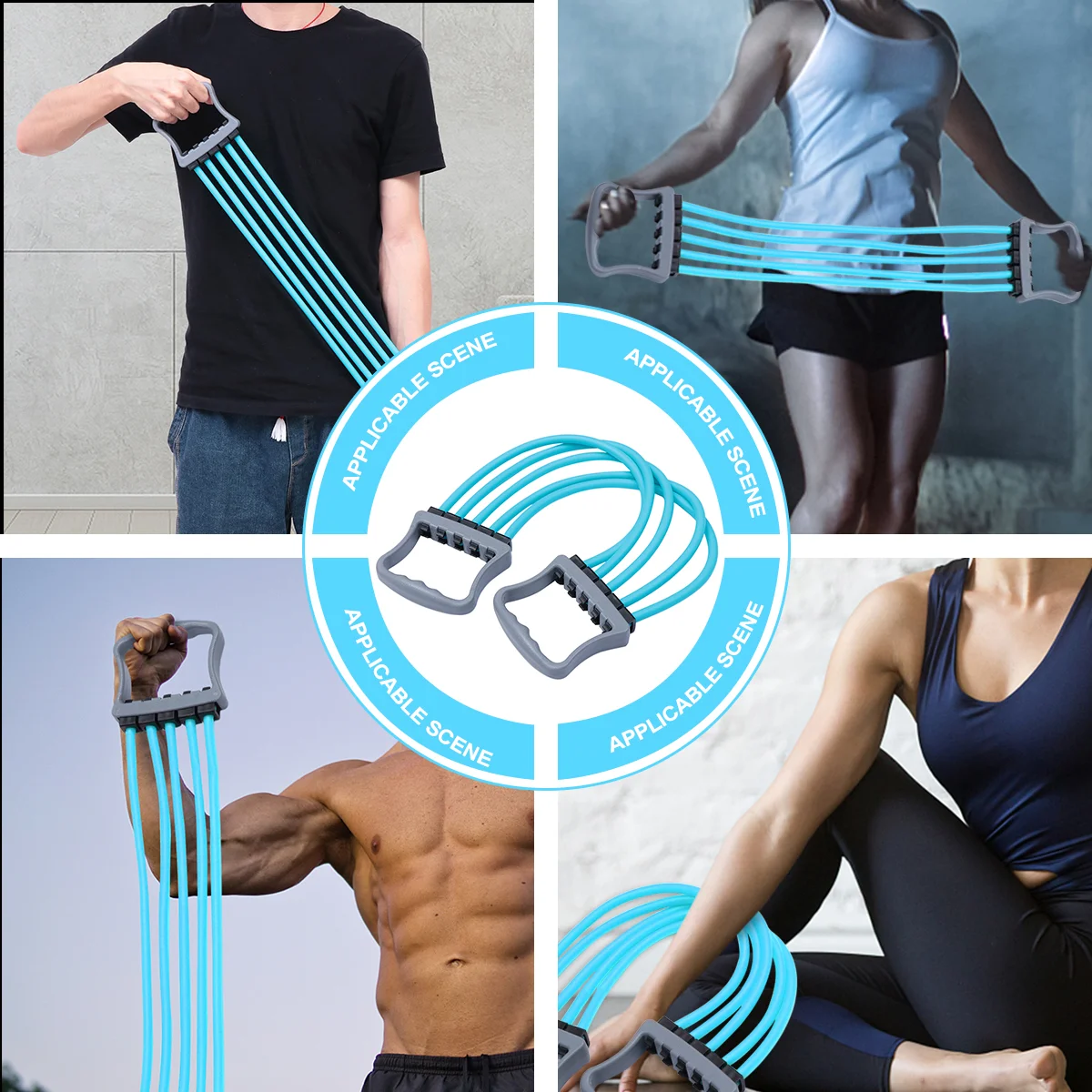 

Aerobics 5 Pieces of Tension Rope Chest Expander Multipurpose Fitness Resistance Bands