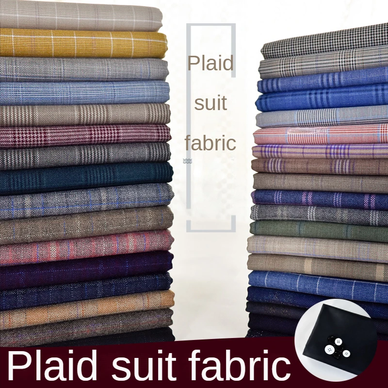 Suit Fabric Plaid By The Meter for Pants Clothing Dresses Sewing British Style Fashion Anti-wrinkle Drape Cloth Dark Grey Smooth