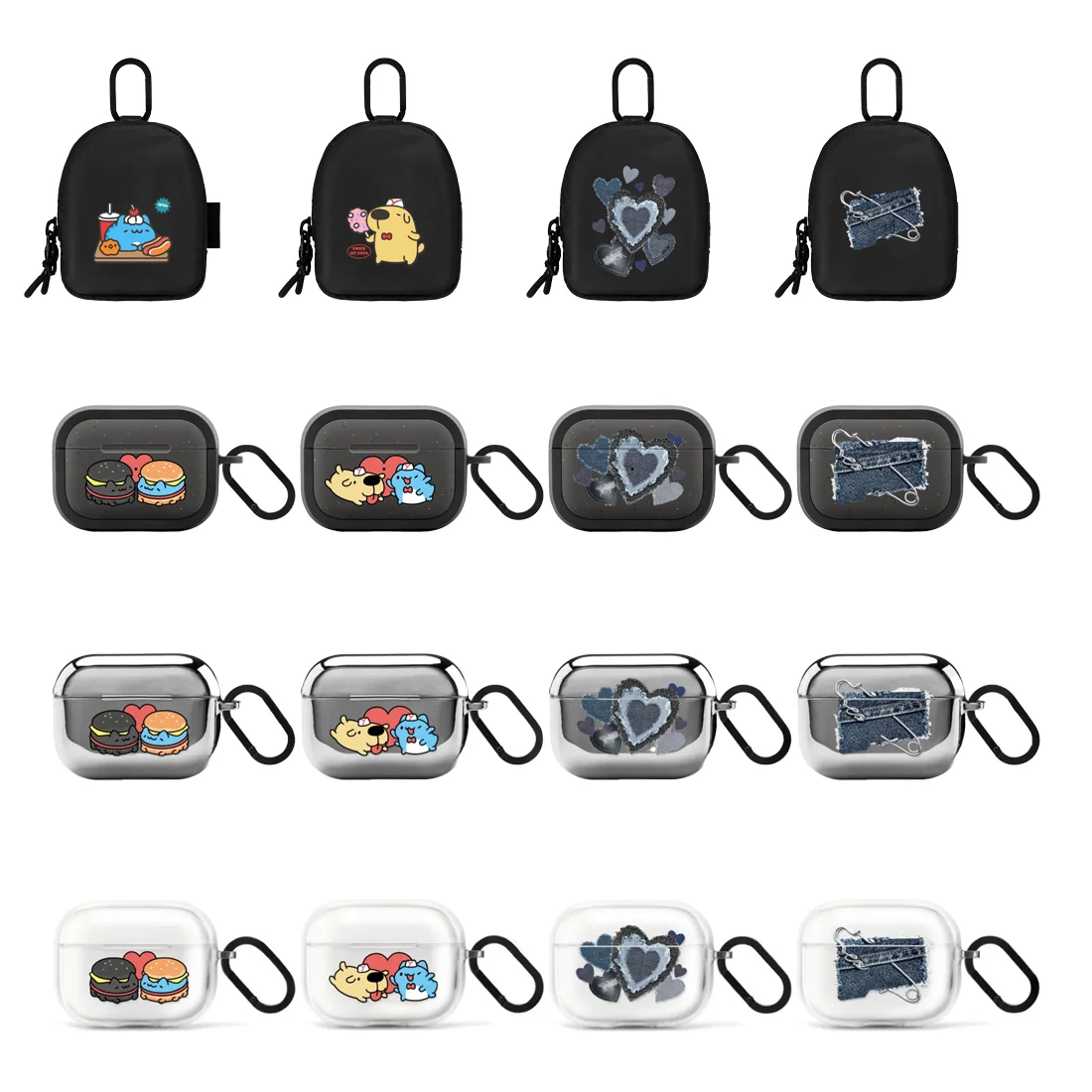 

Ripped Jeans Cartoon Mini Zipper Storage Bag Protective Case for AirPods Pro2 Pro 4 3 Earbuds Charging Box Cover with Hook