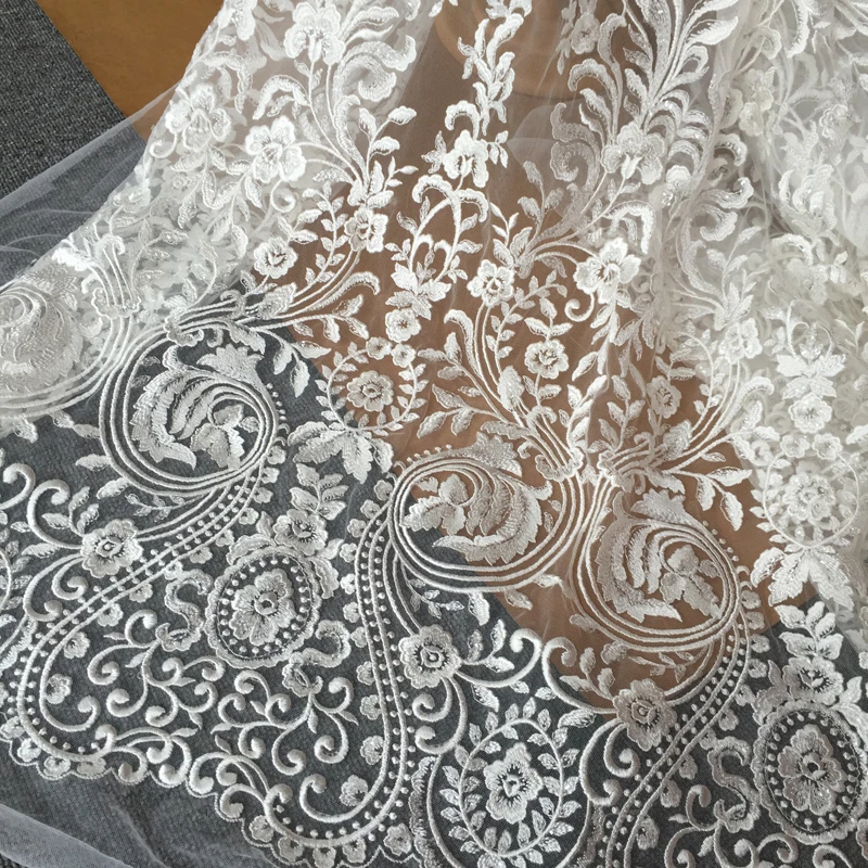 قماش دانتيل شبكي مطرز عالي الجودة، فستان زفاف، إكسسوارات تزيين عصرية مصنوعة يدويًا #1