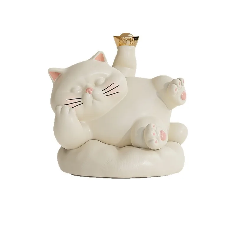 

Lying down to earn lucky cat ornaments, piggy bank, entering the house, living room, TV cabinet, door home decorations