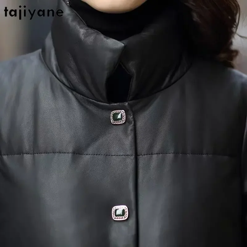 Tajiyane 2023 Autumn and Winter Genuine Leather Jacket Women Long Down Coats Real Sheepskin Coat Down Jackets Loose Outwear SGG