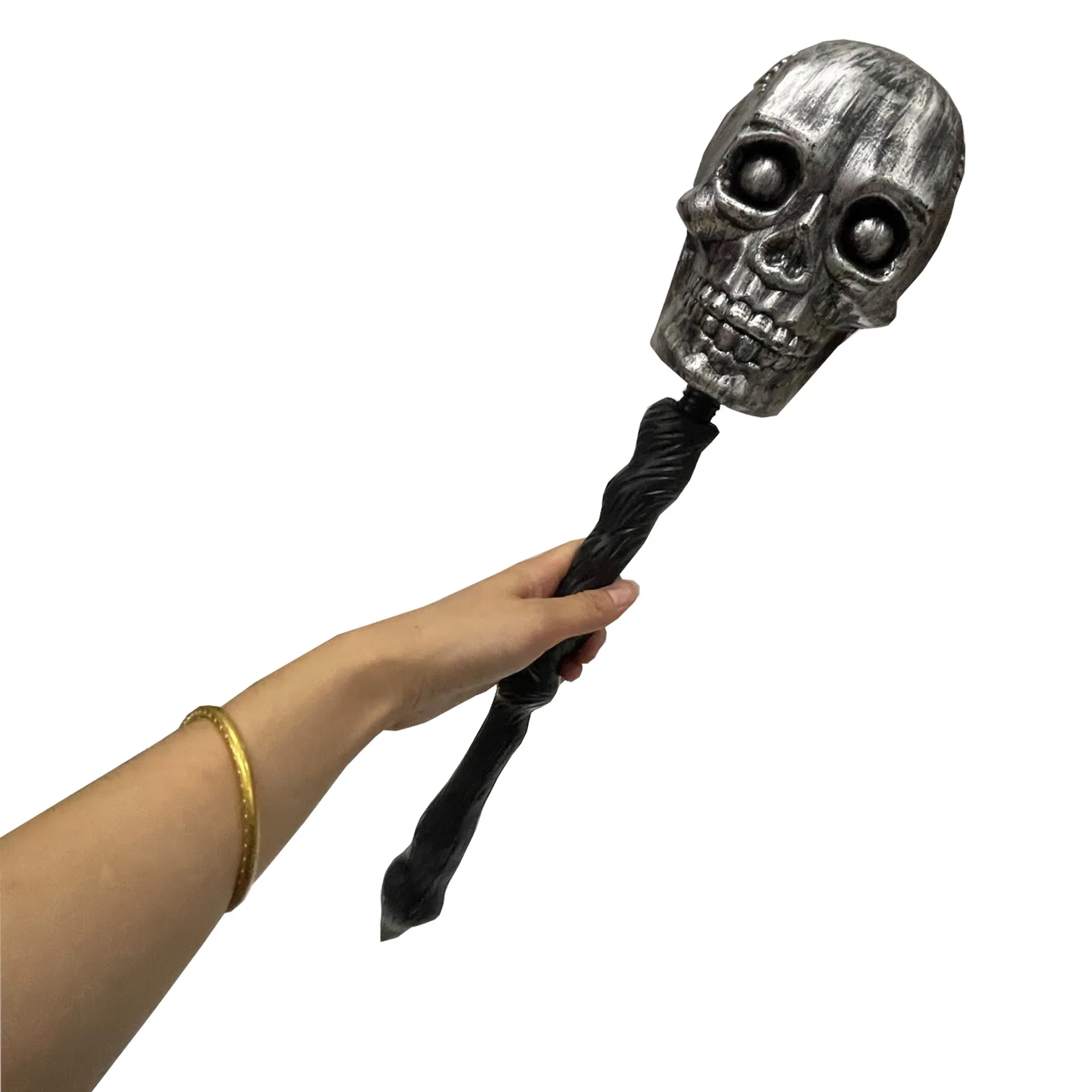 L70cm Cosplay Dress Up Handheld Skeleton Ghost Threaded Rod Wand Party Halloween Weaponry Props