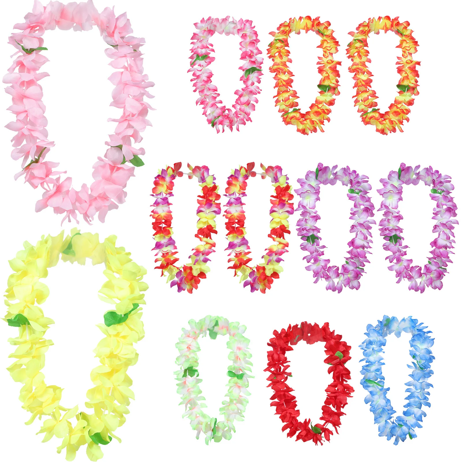 

12 Pcs Hula Dance Wreath Hawaiian Necklace for Women Garland Luau Decorations Necklaces Beach Party Adults Accessories Flowers