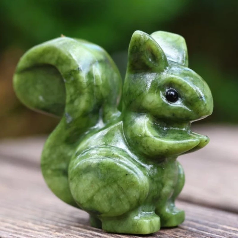 Natural Xiuyan Squirrel Figurine Ideal Crystal Gift Crafted From Selected Stone Unique Decorative Stone for Home Animal Carving