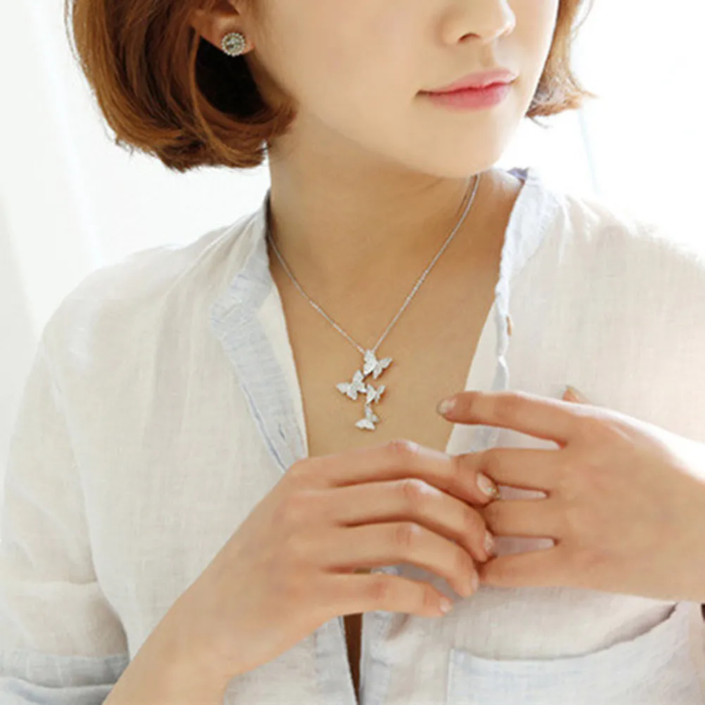 

Ожерелье с подвеской в виде бабочки из стерлингового серебра 925 пробы, элегантная женская цепочка с кристаллами, модные украшения на ключицу для праздника Дня святого Валентина