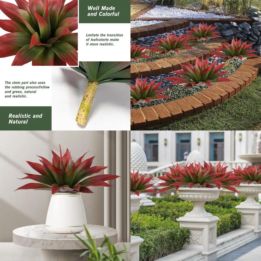 

Устойчивые к УФ-излучению большие искусственные растения агавы для создания тропической зелени, подходят для декора внутри и снаружи помещений (22 красных)