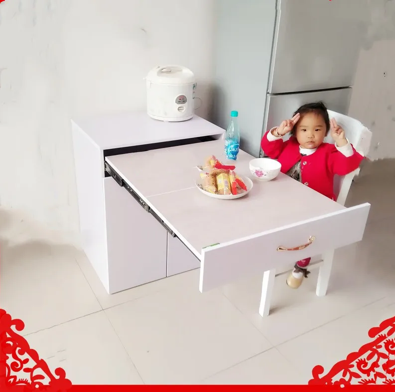 Space-saving heavy duty four-section hidden dining table slide rail Worktable slide Operating table slide rail Drawer type