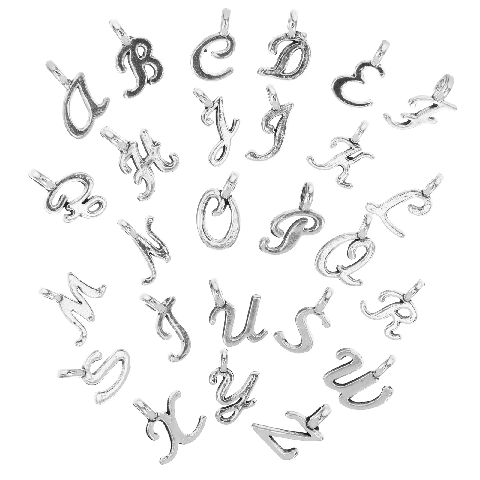 

26 Pcs English Alphabet Pendant Jewelry Charms for Making of The Lid Keychain Zinc Alloy DIY Accessories