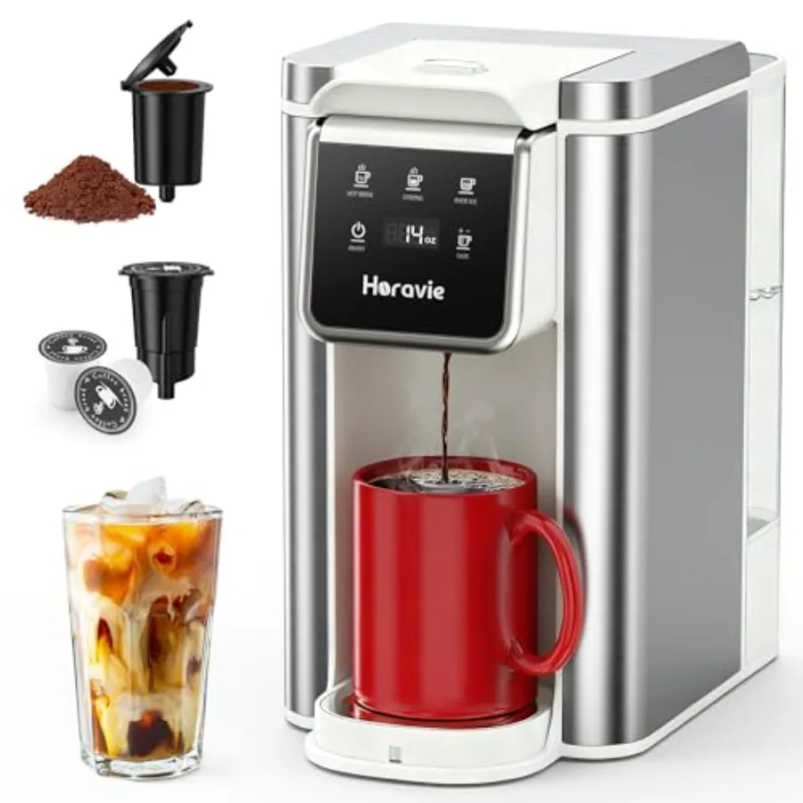 

Single Serve Coffee Maker for K-Cup Pod and Grounds Hot and Iced Coffee Maker Strong Button Feature 6 to 14oz Brew Sizes 50oz R