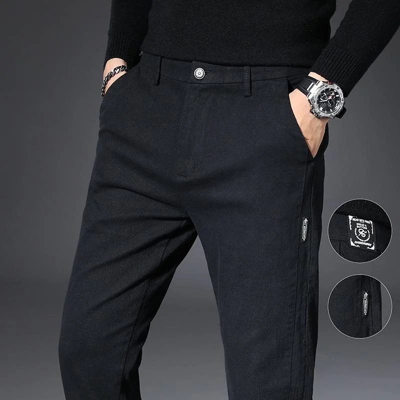 Fashion Men Stretch Business Casual Pencil pants slim fit Straight Suit Pants Classic Trousers Formal Pants