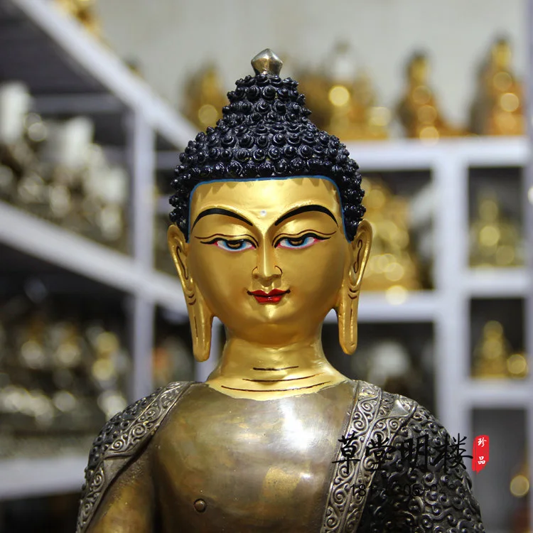 46CM huge large # GOOD buddha HOME Temple Silver plating Nepal Tibet Buddhism brass Sakyamuni Vajra Aksobhya buddha statue