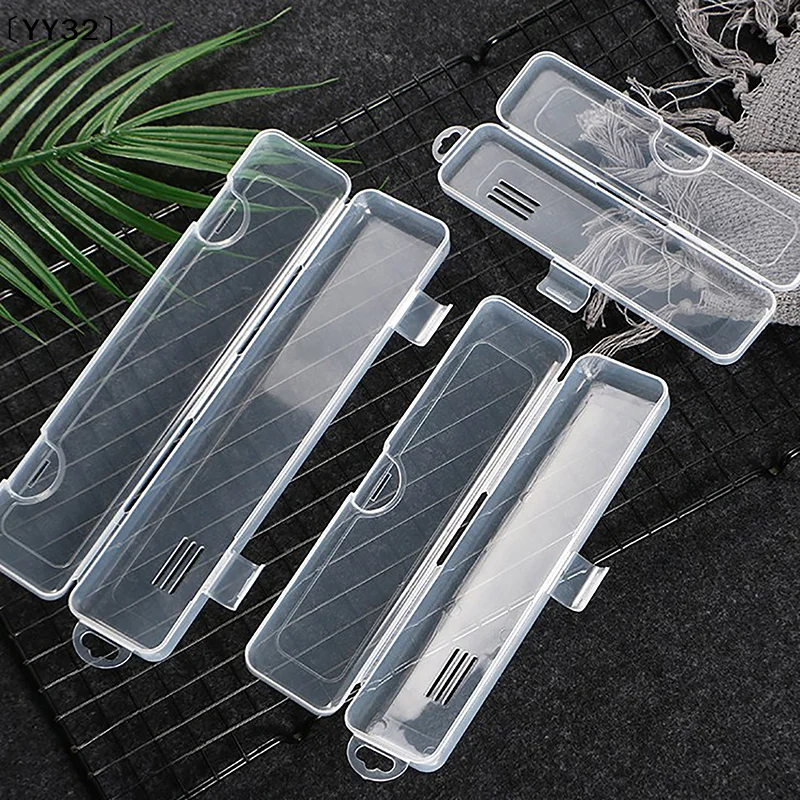 Portable Makeup Brush Organizer Eyebrow Pencil Tableware Chopsticks Transparent With Cover Storage Box Kitchen Accessories〔YY32〕