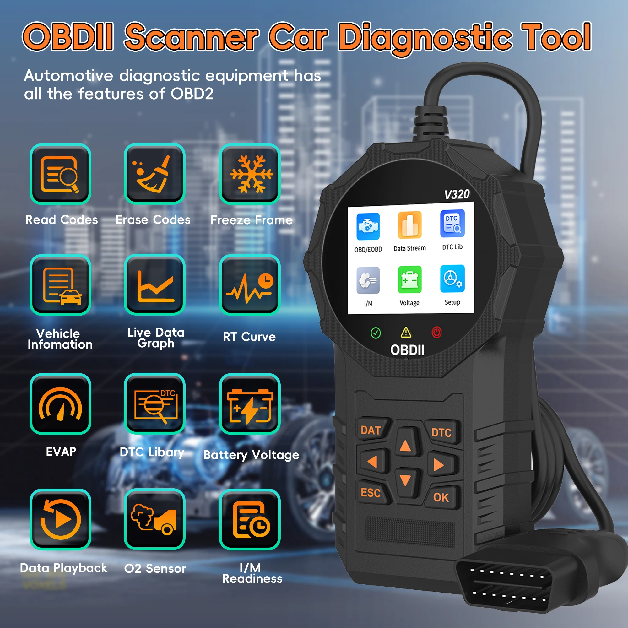 

Профессиональный диагностический сканер OBD2 для всех автомобилей с разъемом CAN OBDII, считыватель кодов неисправностей двигателя, сканер кодов ошибок автомобиля